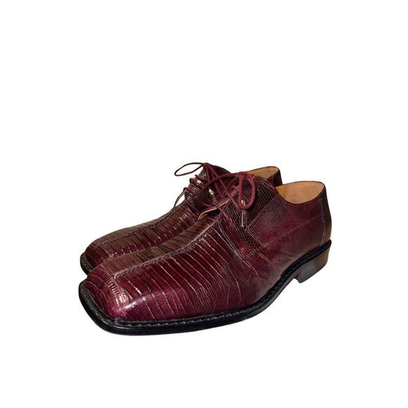 David Eden Genuine Crocodile - Square Toe Oxford - Burgundy -  Men’s size 9 NEW David Eden Mens Genuine Crocodile Loafer Shoes Burgundy  main image 2